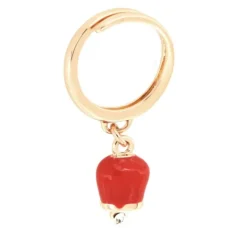 BYSIMON - Anello in Metallo con campanella portafortuna pendente, smalto rosso e punto luce