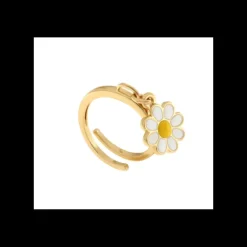 BYSIMON - Anello in Metallo con ciondolo margherita colorata