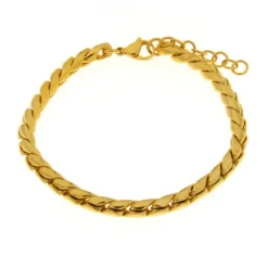 BySimon - Bracciale in Acciaio a catena placcato oro
