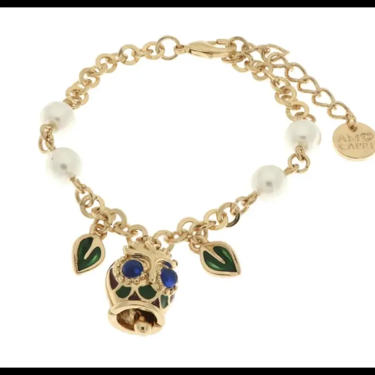 BYSIMON - Bracciale in Metallo con gufo portafortuna, cristalli verdi e perle