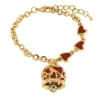 BYSIMON - Bracciale in Metallo con campanella portafortuna impreziosita da cuori rossi