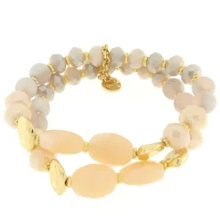 BYSIMON - Bracciale in Metallo multifilo con pietre nelle sfumature del rosa