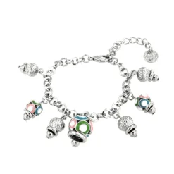 BySimon - Bracciale in Metallo con campanelle colorate