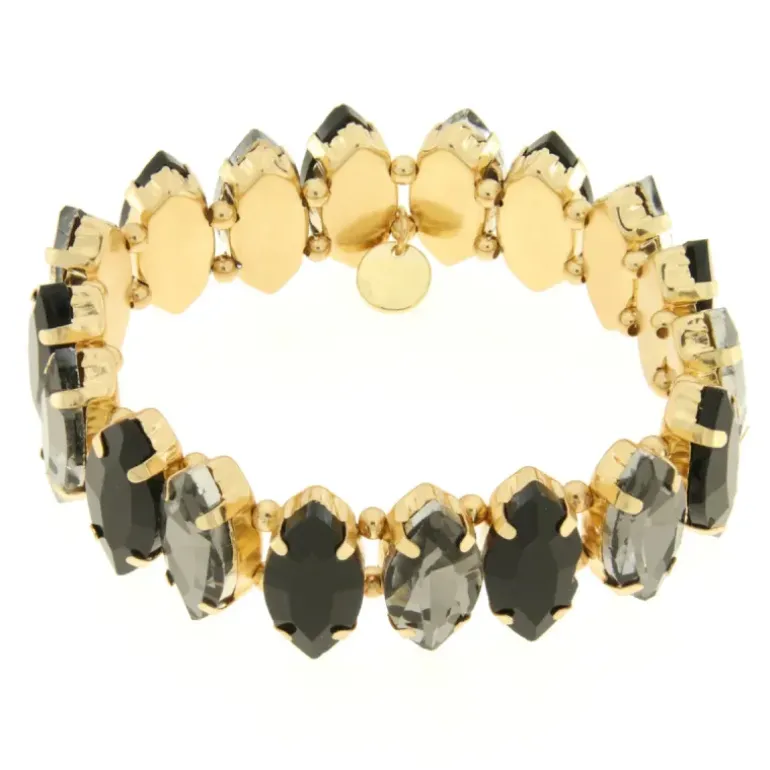 BYSIMON - Bracciale in Metallo con cristalli nelle sfumature del nero