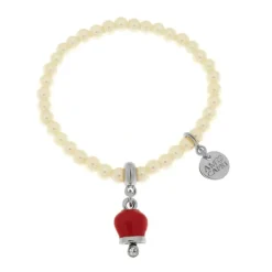 BySimon - Bracciale in Metallo Bracciale in Metallo con perle e campanella