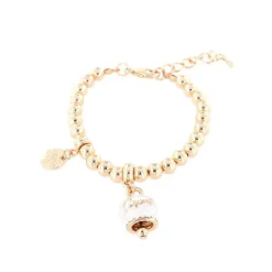 BySimon - Bracciale in Metallo maglia a sfere, con campanella