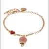 BYSIMON - Bracciale in Metallo con cuore rosso e campanella portafortuna con smalto rosa e punto luce