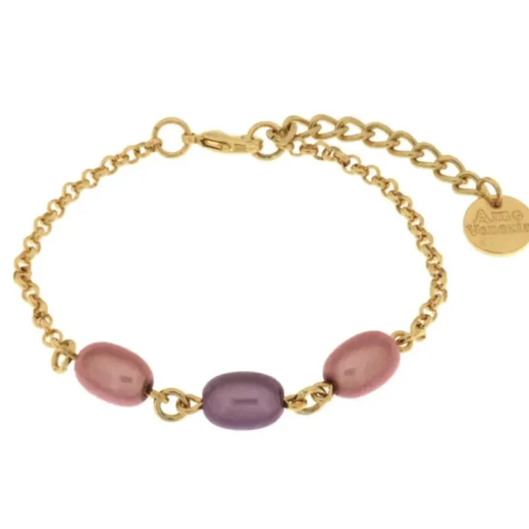 BYSIMON - Bracciale in Metallo con cristalli rosa ispirati al vetro di Murano