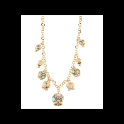 BYSIMON - Collana in Metallo con campane pendenti colorati e cristalli bianchi