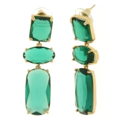 BySimon - Orecchini in Metallo con cristalli verdi