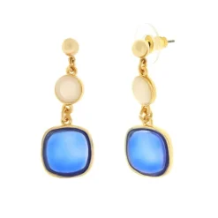 BYSIMON - Orecchini in Metallo con cristalli quadrati blu