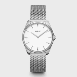 Cluse - Orologio Féroce Mesh White, Silver Colour