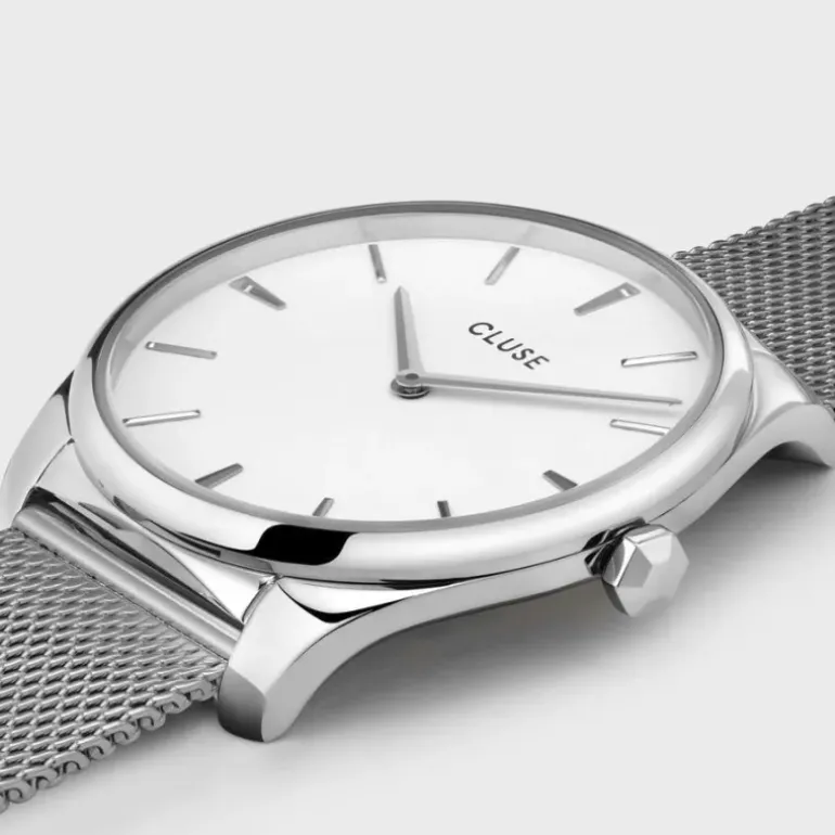Cluse - Orologio Féroce Mesh White, Silver Colour