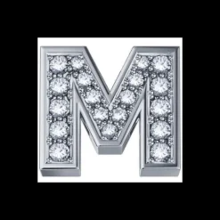 Elements Elemento lettera m in oro bianco e diamanti