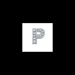 Elements Elemento lettera p in oro bianco e diamanti
