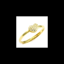 Evideence - ANELLO ARGENTO CUORE GOLD E ZIRCONI BIANCHI