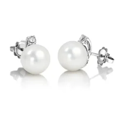 GIORGIO VISCONTI ORECCHINI IN ORO BIANCO , DIAMANTI E PERLA