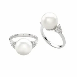 GIORGIO VISCONTI ANELLO IN ORO BIANCO, DIAMANTI E PERLA