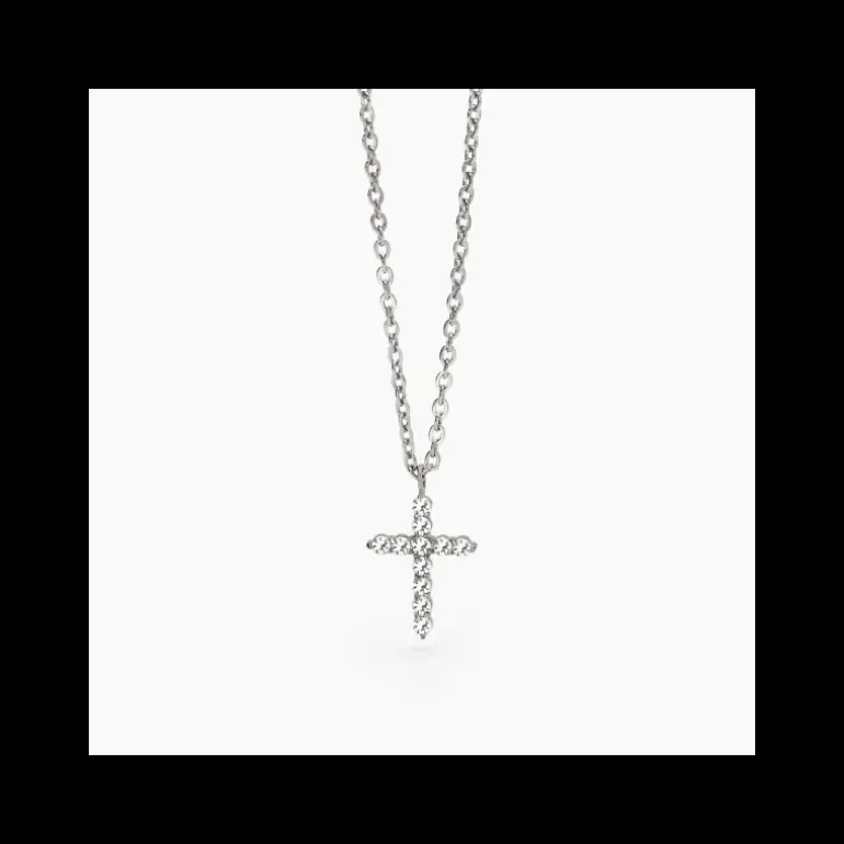 2jewels - Collana uomo croce in acciaio 316L zirconi