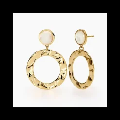 2Jewels - Orecchini in acciaio 316L PVD giallo perle conchiglie