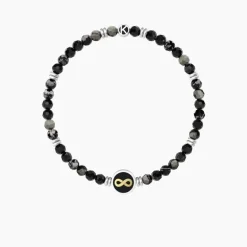Kidult - Bracciale elastico uomo con agata nera e infinito Infinito | oltre i limiti
