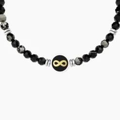 Kidult - Bracciale elastico uomo con agata nera e infinito Infinito | oltre i limiti