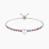 Kidult - Bracciale tennis regolabile rosa e viola con cuore CUORE | TI VOGLIO BENE
