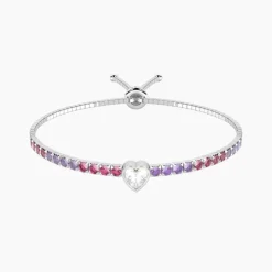 Kidult - Bracciale tennis regolabile rosa e viola con cuore CUORE | TI VOGLIO BENE