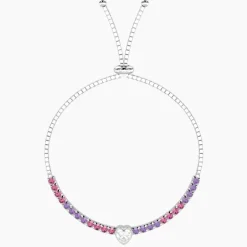 Kidult - Bracciale tennis regolabile rosa e viola con cuore CUORE | TI VOGLIO BENE