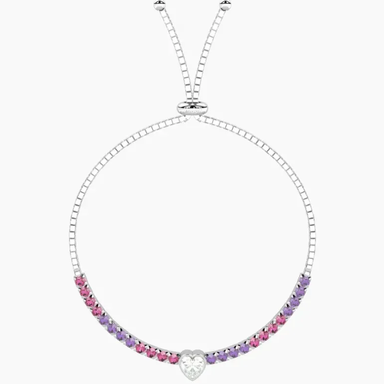 Kidult - Bracciale tennis regolabile rosa e viola con cuore CUORE | TI VOGLIO BENE