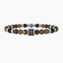 Kidult - Bracciale uomo con occhio di tigre e agata nera MAKE A WISH