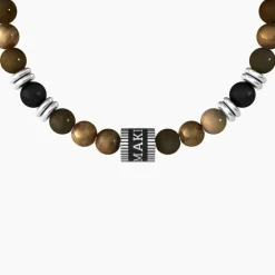 Kidult - Bracciale uomo con occhio di tigre e agata nera MAKE A WISH