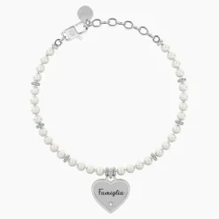 Kidult - Bracciale perle con ciondolo cuore per famiglia Cuore | famiglia
