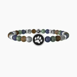 Kidult - Bracciale uomo in pietre multicolor con simbolo zampa - PETS | BEST FRIENDS