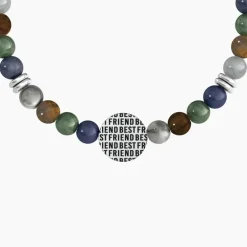 Kidult - Bracciale uomo in pietre multicolor con simbolo zampa - PETS | BEST FRIENDS