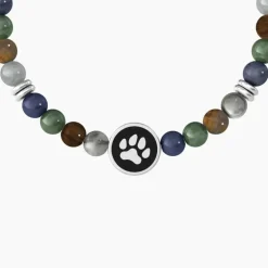 Kidult - Bracciale uomo in pietre multicolor con simbolo zampa - PETS | BEST FRIENDS