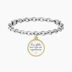 Kidult - Bracciale con catena e ciondolo con frase motivazionale Fai della tua vita un capolavoro