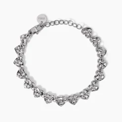Kidult - Bracciale con cuori effetto martellato STYLE 03