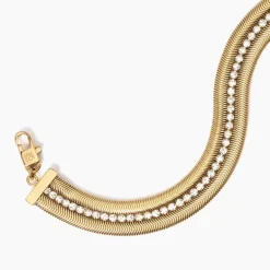 Kidult - Bracciale dorato con doppia catena e tennis STYLE 02