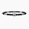 Kidult - Bracciale elastico uomo con agata nera e grigia Best friends