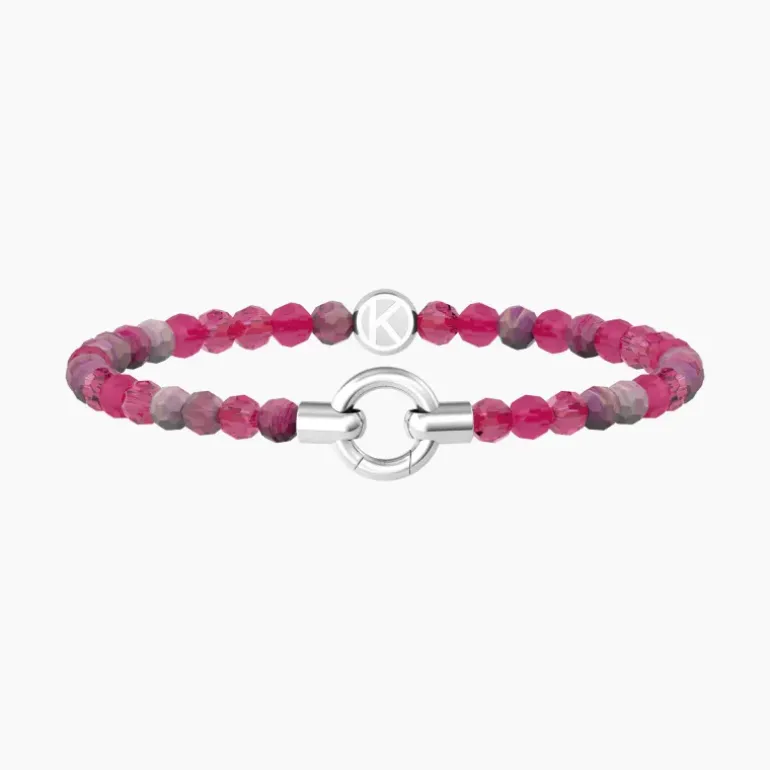 Kidult - Bracciale in acciaio componibile con agata fucsia striata MAMANONMAMA