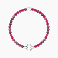 Kidult - Bracciale in acciaio componibile con agata fucsia striata MAMANONMAMA