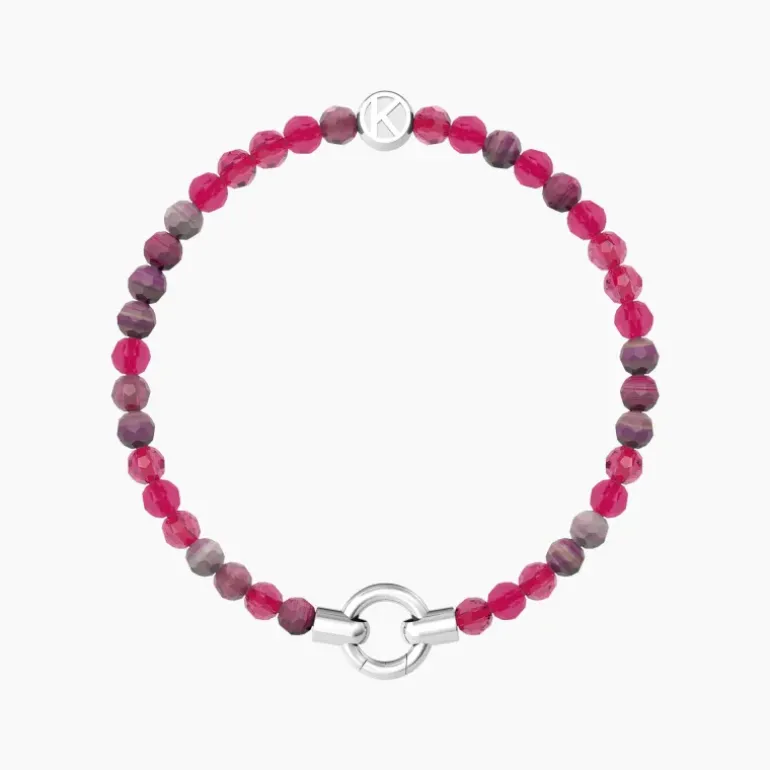 Kidult - Bracciale in acciaio componibile con agata fucsia striata MAMANONMAMA