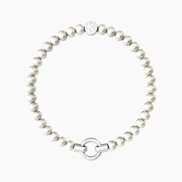 Kidult - Bracciale in acciaio con perle conchiglia