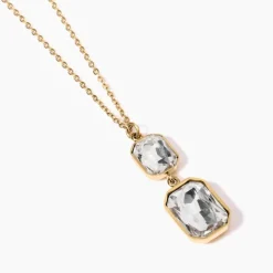 Kidult - Collana a girocollo dorato con cristalli pendenti STYLE 01