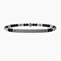 Kidult -Bracciale uomo con agata nera e piastra rettangolare Football is a state of mind