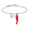 Luca Barra - BRACCIALE DONNA IN ACCIAIO CON CUORE E CORNO ROSSO