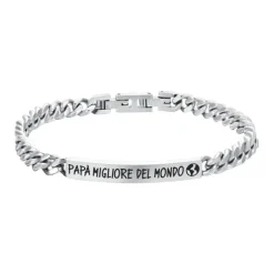 Luca Barra - BRACCIALE UOMO IN ACCIAIO PAPA' MIGLIORE DEL MONDO