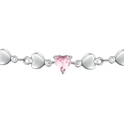 Luca Barra - BRACCIALE DONNA IN ACCIAIO CON CUORI E ZIRCONE ROSA