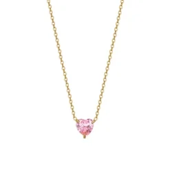 Luca Barra - COLLANA DONNA IN ACCIAIO E IP GOLD CON CUORE CRISTALLO ROSA